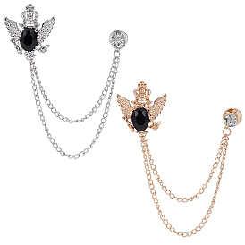 2шт. 2цвета мужская брошь-булавка из сплава, со стразами, для карьеры костюм смокинг рубашки галстук шапка шарф, орел с короной