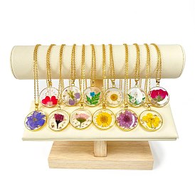 Прессованное ожерелье с подвеской из смолы в виде цветка месяца рождения, цветочные изысканные украшения для женщин