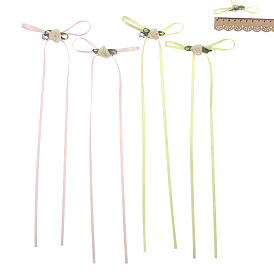 600Pcs 2 Colors Ribbon Bowknot Alligator Hair Clips Set, with Iron Clips, For Women Girls, Pink