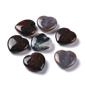 Natural Indian Agate Heart Love Stone, Pocket Palm Stone for Reiki Balancing