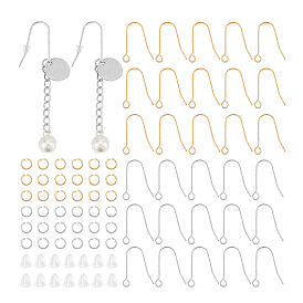 60шт. 2 цвет 316 крючки для сережек из нержавеющей стали, провод уха, с 60шт 304 открытыми соединительными кольцами из нержавеющей стали, 100 гайки ушные пластиковые