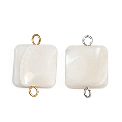 Подвески-коннекторы из натуральной ракушки, с 304 двойными петлями из нержавеющей стали, цвет морской раковины, ионное покрытие (ip)