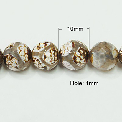 Natural Agate Beads Strands, Dyed, Faceted Round