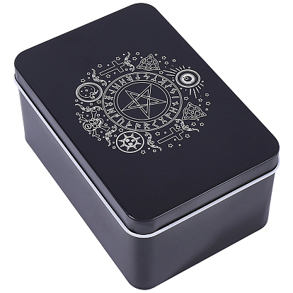 Tarotkarten-Sammelboxen aus Eisen mit Sternaufdruck, Aufbewahrungshüllen für Tarotkarten, Rechteck