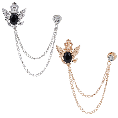 2шт. 2цвета мужская брошь-булавка из сплава, со стразами, для карьеры костюм смокинг рубашки галстук шапка шарф, орел с короной