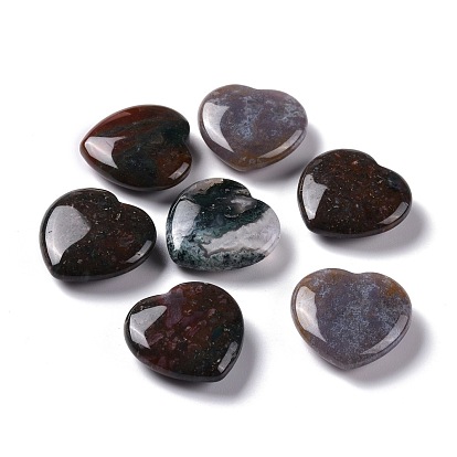 Natural Indian Agate Heart Love Stone, Pocket Palm Stone for Reiki Balancing