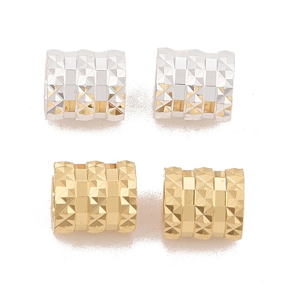 Rack Plating Eco-friendly Brass Spacer Beads, Lead Free & Cadmium Free, Long-Lasting Plated, Textured, Column
