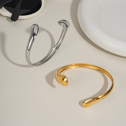 304 женские браслеты с открытыми манжетами из нержавеющей стали, слеза