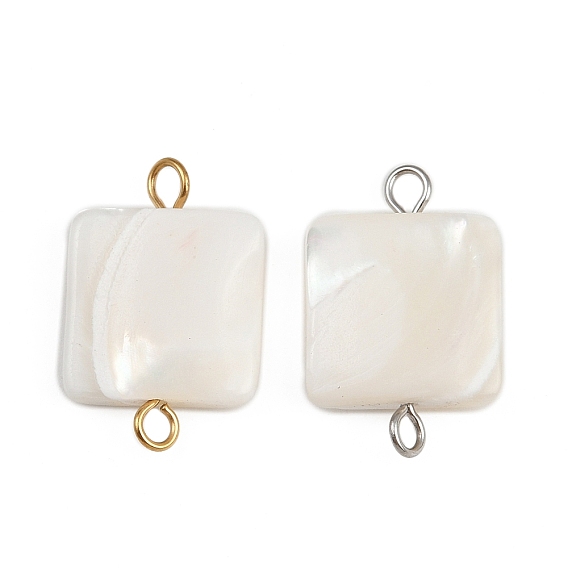 Подвески-коннекторы из натуральной ракушки, с 304 двойными петлями из нержавеющей стали, цвет морской раковины, ионное покрытие (ip)