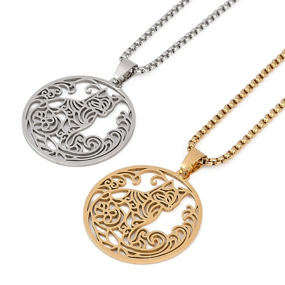 Кольцо с рисунком в форме кошки 201 ожерелья из нержавеющей стали с подвеской для мужчин и женщин, Ожерелья с цепочкой