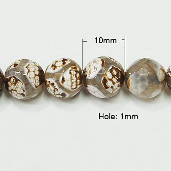Natural Agate Beads Strands, Dyed, Faceted Round
