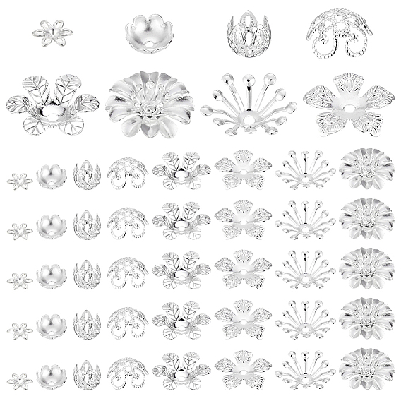 48шт. 8 стили латунные накладки на бусины, цветок