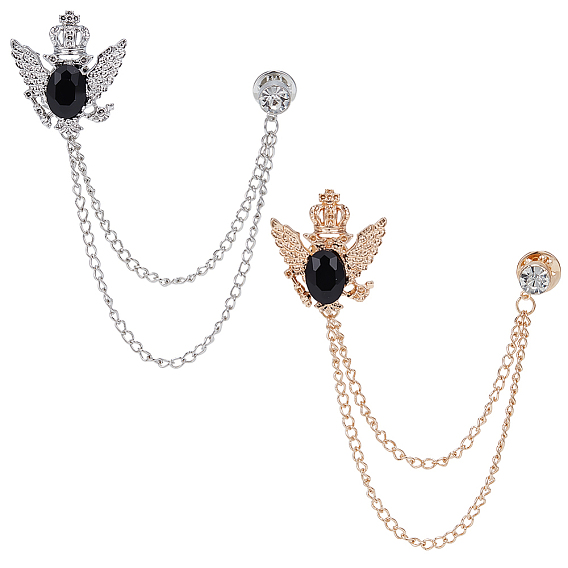 2шт. 2цвета мужская брошь-булавка из сплава, со стразами, для карьеры костюм смокинг рубашки галстук шапка шарф, орел с короной