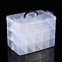3-Tier Transparent Plastic Bead Containers, Grids Beads Organizer Case for DIY Art Craft, Nail Diamonds, Bead Storage, Rectangle