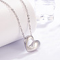 Collares colgantes de circonita cúbica transparente con pavé de latón, corazón