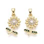 Латунные микро проложить кубического циркония подвески, цветок