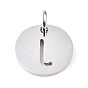 201 Stainless Steel Charms, Laser Cut, with Jump Rings, Flat Round with Alphabet A~Z