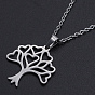 201 Stainless Steel Pendants Necklaces, with Cable Chains and Lobster Claw Clasps, Tree