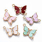 Eco-Friendly Alloy Micro Pave Clear Cubic Zirconia Links Connectors, with Acrylic Cadmium Free & Lead Free & Nickel Free, Butterfly, Light Gold
