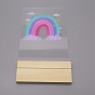 Акриловые и деревянные серьги, прямоугольник с радужным узором