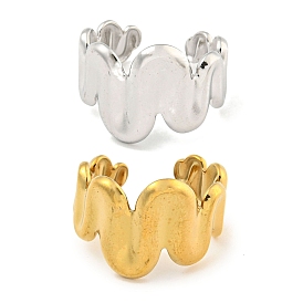 Волна 304 кольца на палец с открытой манжетой из нержавеющей стали для женщин