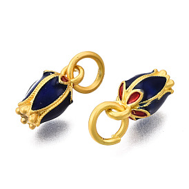 Alloy Enamel Charms, with Jump Rings, Matte Gold Color, Cadmium Free & Lead Free, Flower
