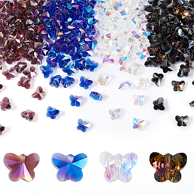 200 шт 4 цвета гальванические прозрачные стеклянные бусины нити, с покрытием AB цвета, с половиным покрытием, граненые, бабочка