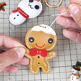 Christmas DIY Leather Gingerbread Man/Snowman Pendant Keychain Making Kits
