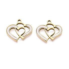 304 нержавеющей стальной эмали подвески, двойные сердечные прелести, ионное покрытие (ip), долговечный, золотые