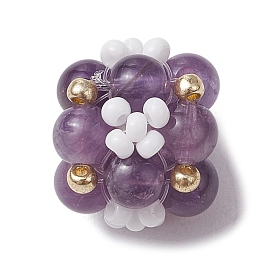 Бусины из натурального аметиста и стекла, цветок