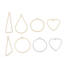 Латунные подвески, без кадмия, без никеля и без свинца, полые геометрические/сердечко/круглые/каплевидные/треугольные