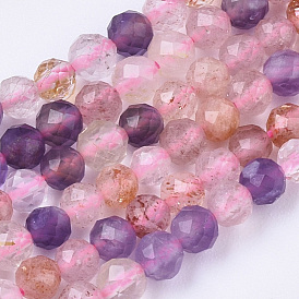 Brins de perles de quartz mélangés naturels, facette, ronde