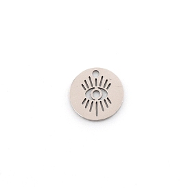 201 pendentif en acier inoxydable, plat rond avec de mauvais yeux