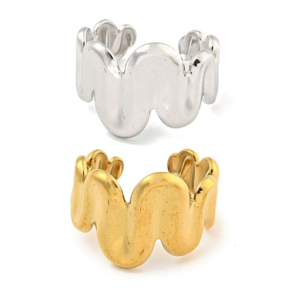 Волна 304 кольца на палец с открытой манжетой из нержавеющей стали для женщин