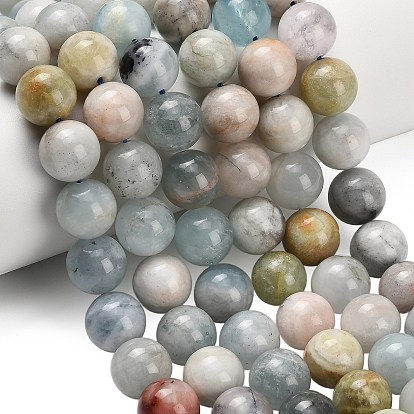 Природные Аквамарин бисер нитей, круглые, сгладить