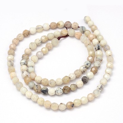 Faceted Round Natural White African Opal Beads Strands