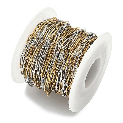 304 двухцветные цепочки из нержавеющей стали для скрепок, пайки, с катушкой, ионное покрытие (ip)