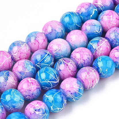 Drawbench Glass Round Beads, Spray Painted Style
