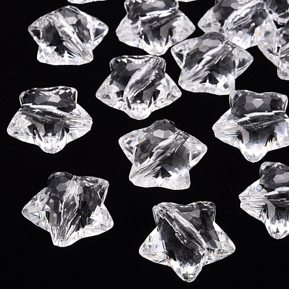 Прозрачные акриловые бусины, граненые, звезда