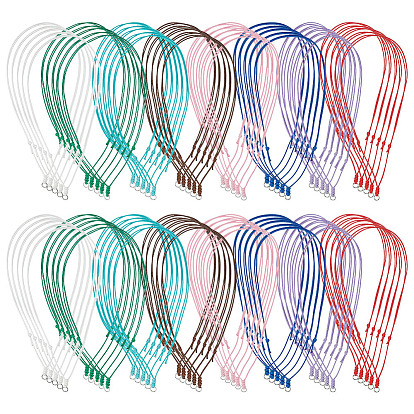 80Pcs 8 Styles Adjustable Polyester & Waxed Cord Necklace Making, with Metal Jump Rings, for Pendants, Platinum