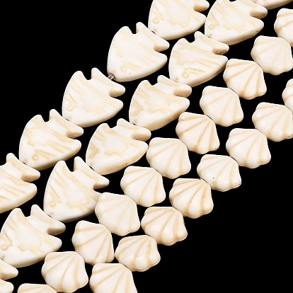 Dyed Synthetic Turquoise Beads Strands, Floral White