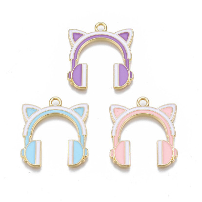 Подвески из эмали и сплава, без кадмия, без никеля и без свинца, золотой свет, наушники