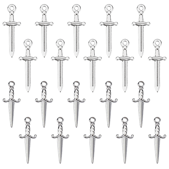 20 шт 2 стили 304 подвески из нержавеющей стали, очарование меча