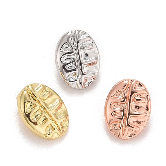 Rack Plating Real 18K Gold Plated Brass Pendants, with Jump Rings, Long-Lasting Plated, Lead Free & Cadmium Free, Coffee Bean