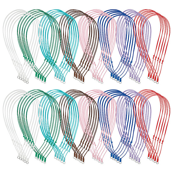 80Pcs 8 Styles Adjustable Polyester & Waxed Cord Necklace Making, with Metal Jump Rings, for Pendants, Platinum