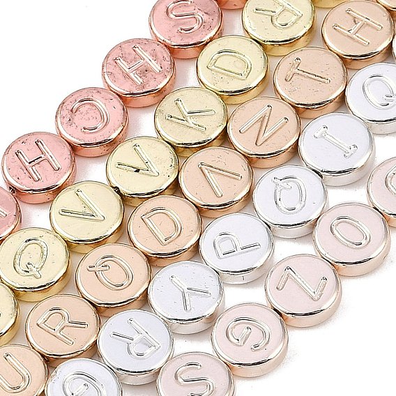 Гальванические нити из синтетических немагнитных гематитовых бусин, плоский круглый со случайным письмом