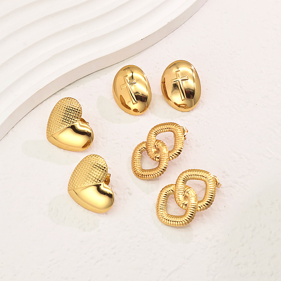 Элегантные серьги-гвоздики из нержавеющей стали, реальный 18 k позолоченный