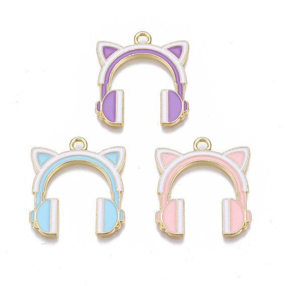 Подвески из эмали и сплава, без кадмия, без никеля и без свинца, золотой свет, наушники