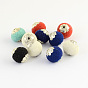 Round Handmade Indonesia Beads, with Alloy Cores, 13~15x13~14mm, Hole: 1.5mm