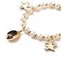 Natural Shell & Alloy Enamel Starfish Charms Bracelet, Natural Pearl Beads Bracelet for Women